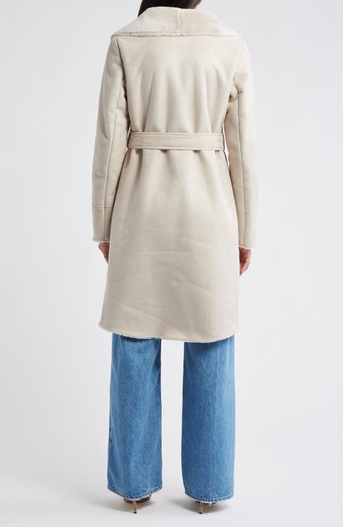 Via Spiga Belted Faux Shearling Coat In Gray