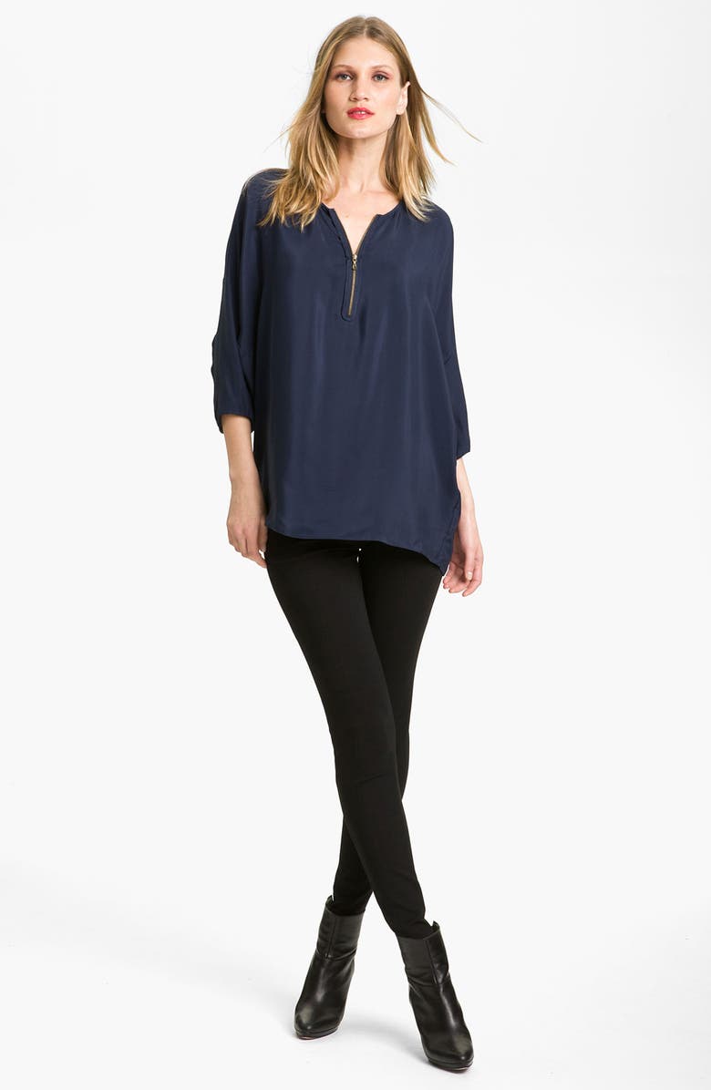 Vince Zip Front Silk Top, Alternate, color,