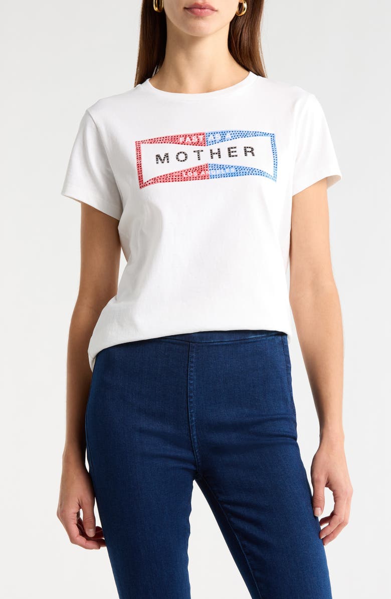 MOTHER The Goodie Goodie Embellished Cotton Graphic T-Shirt, Main, color, Fluff Fast As Mother