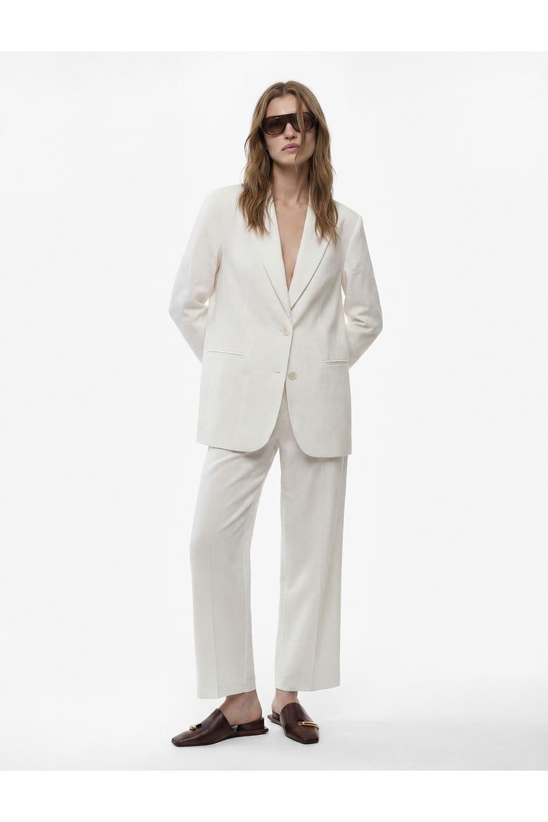 Mid Rise Linen Blend Wide Leg Trousers, Alternate, color, WHITE