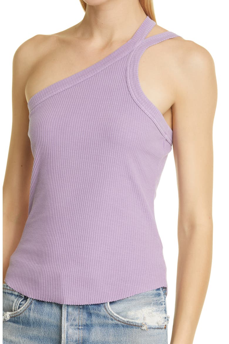 One-Shoulder Rib Cotton Tank, Alternate, color, PLANET