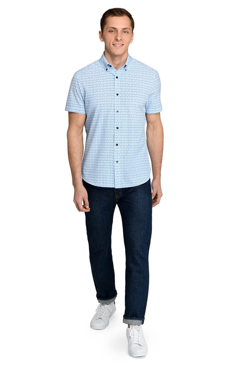 CONSTRUCT Slim Fit Circle Geo Performance Short Sleeve Shirt, Alternate, color, Green/White