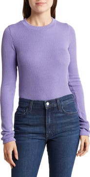 Renee C Long Sleeve Ribbed Crop Top