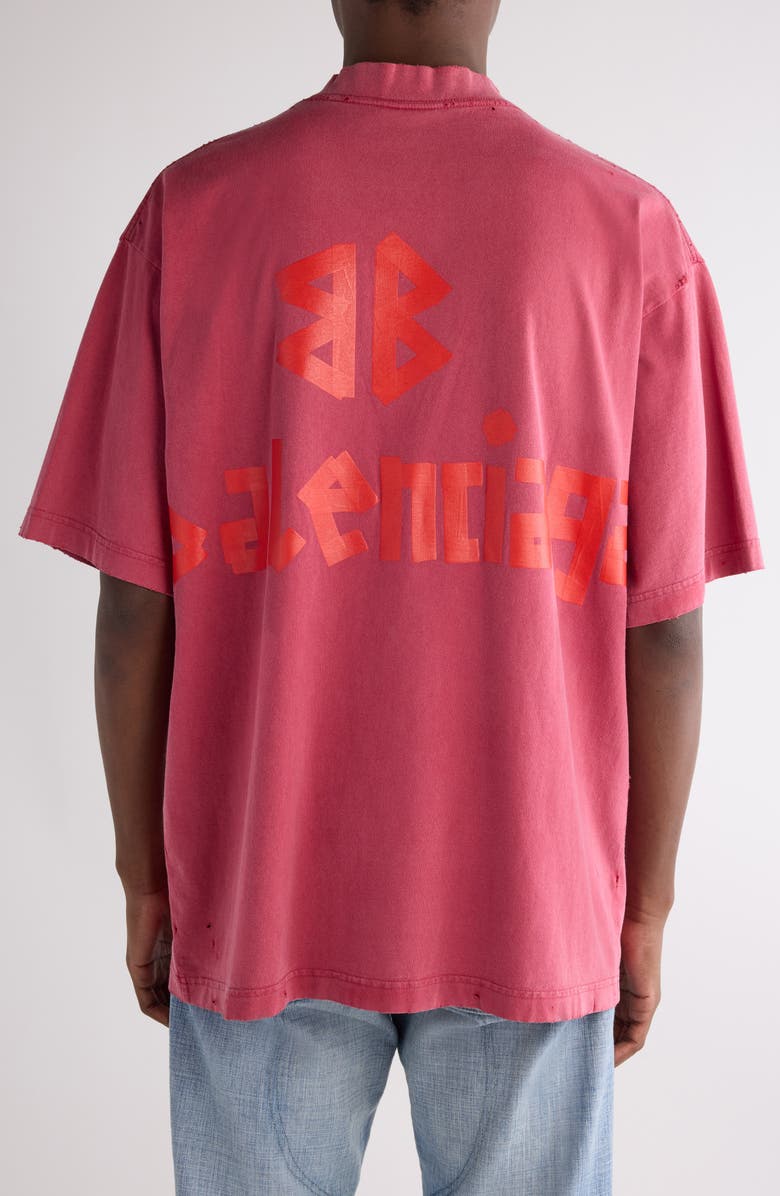 Balenciaga Medium Fit Tape Type Logo Graphic T-Shirt, Alternate, color, Raspberry