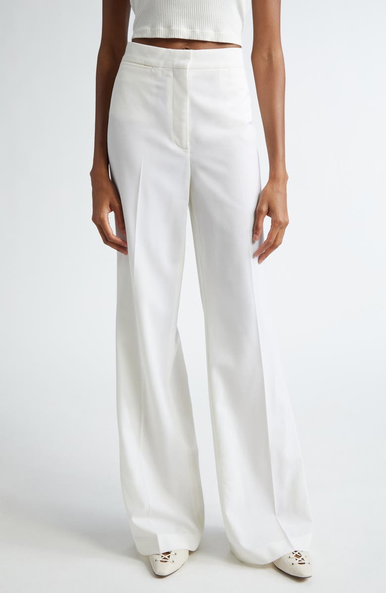 Stella McCartney Iconic Stretch Wool Flare Leg Pants, Main, color, Cream