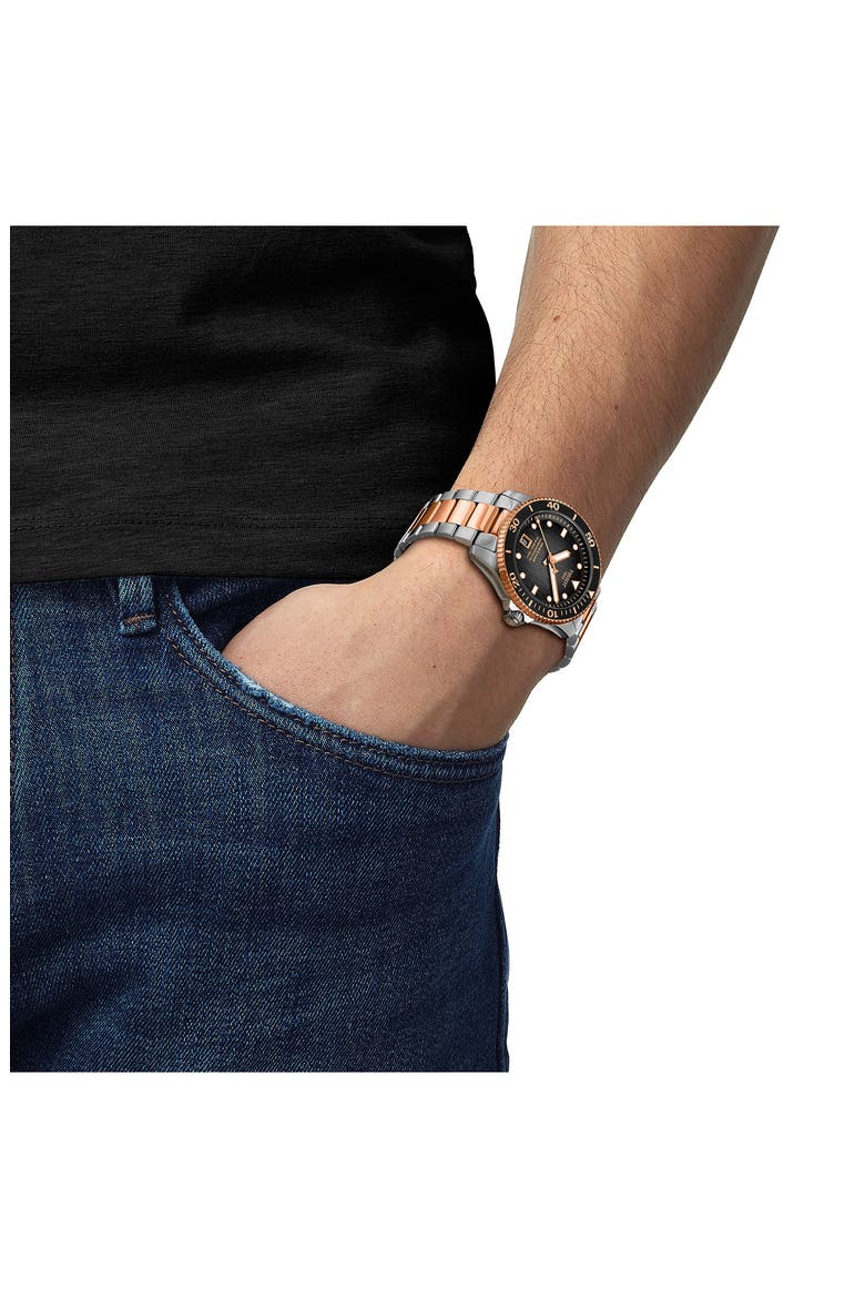 Seastar 1000 Powermatic 80 Bracelet Watch, 40mm, Alternate, color, BLACK