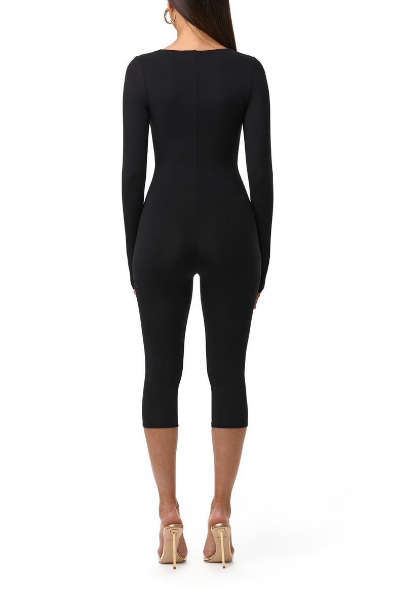 Naked Wardrobe V-Cutout Capri Jumpsuit, Alternate, color, Black