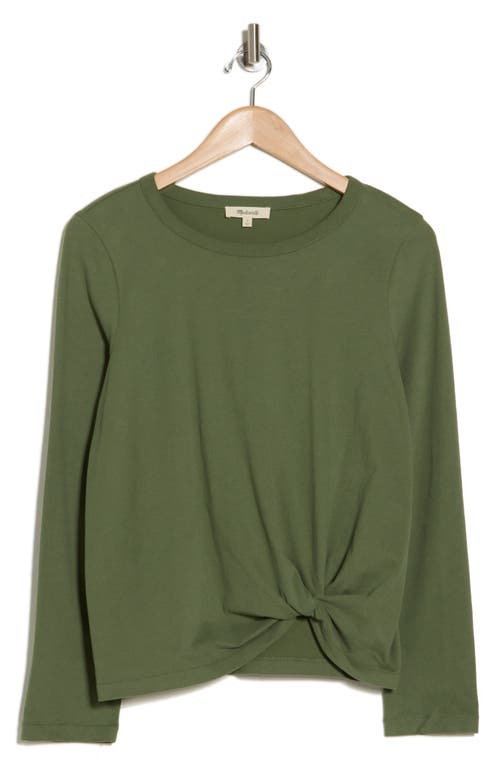 Shop Madewell Front Twist Cotton Top In Heritage Olive