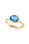 14K Yellow Gold Diamond & Blue Topaz Ring