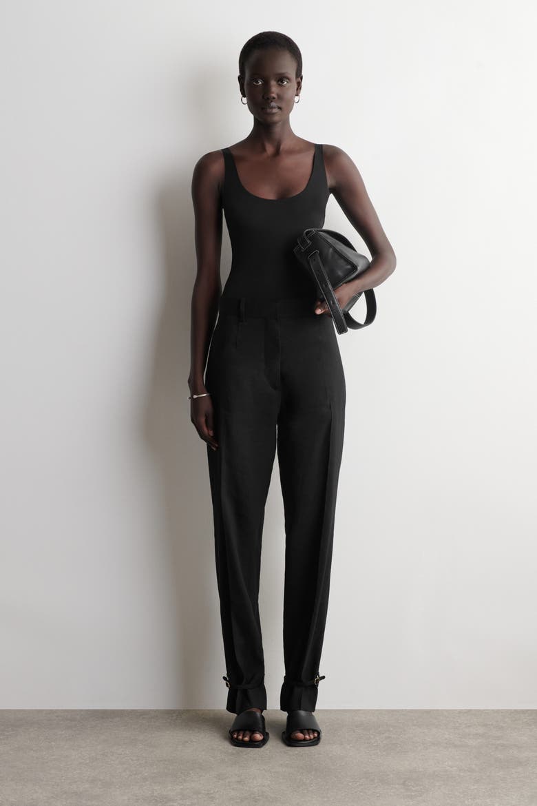 Technical Jersey Bodysuit, Alternate, color, BLACK