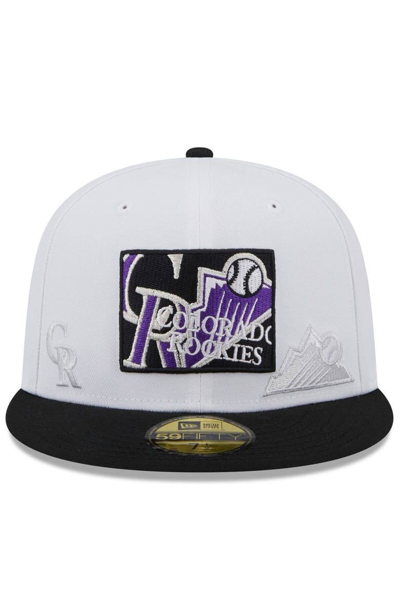 New Era Men's New Era White/Black Colorado Rockies State 59FIFTY Fitted Hat, Alternate, color,
