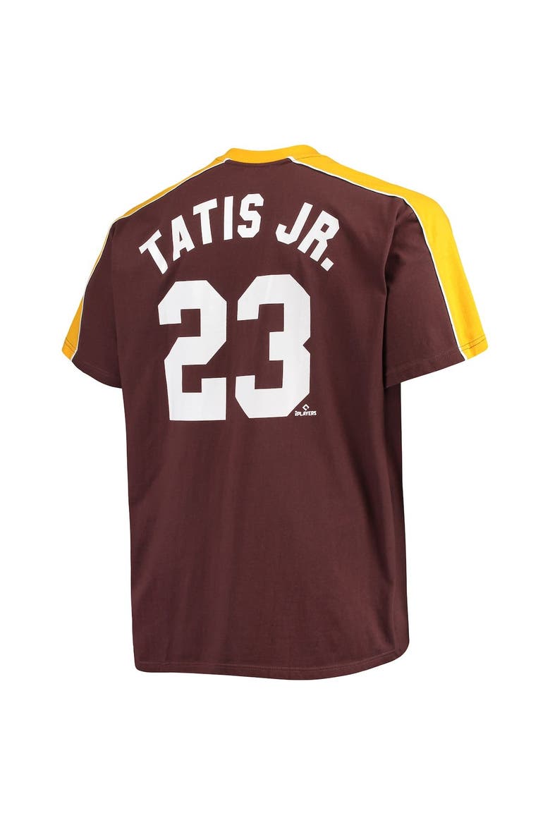 Men's Fernando Tatis Jr. Brown/Gold San Diego Padres Big & Tall Fashion Piping Player T-Shirt, Alternate, color, Brown