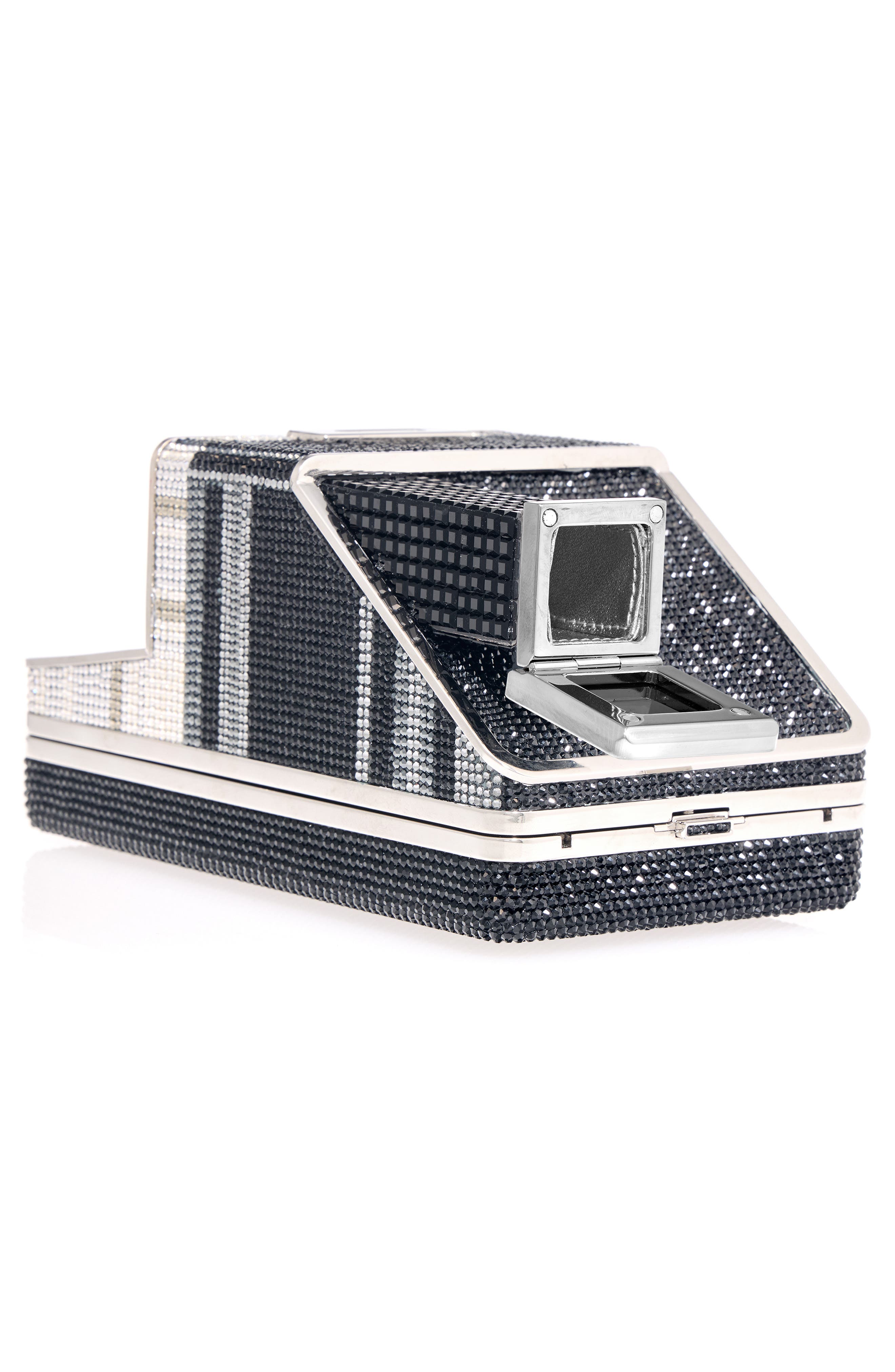 JUDITH LEIBER COUTURE Elsa Instant Camera Crystal Clutch, Alternate, color, Silver Jet Multi