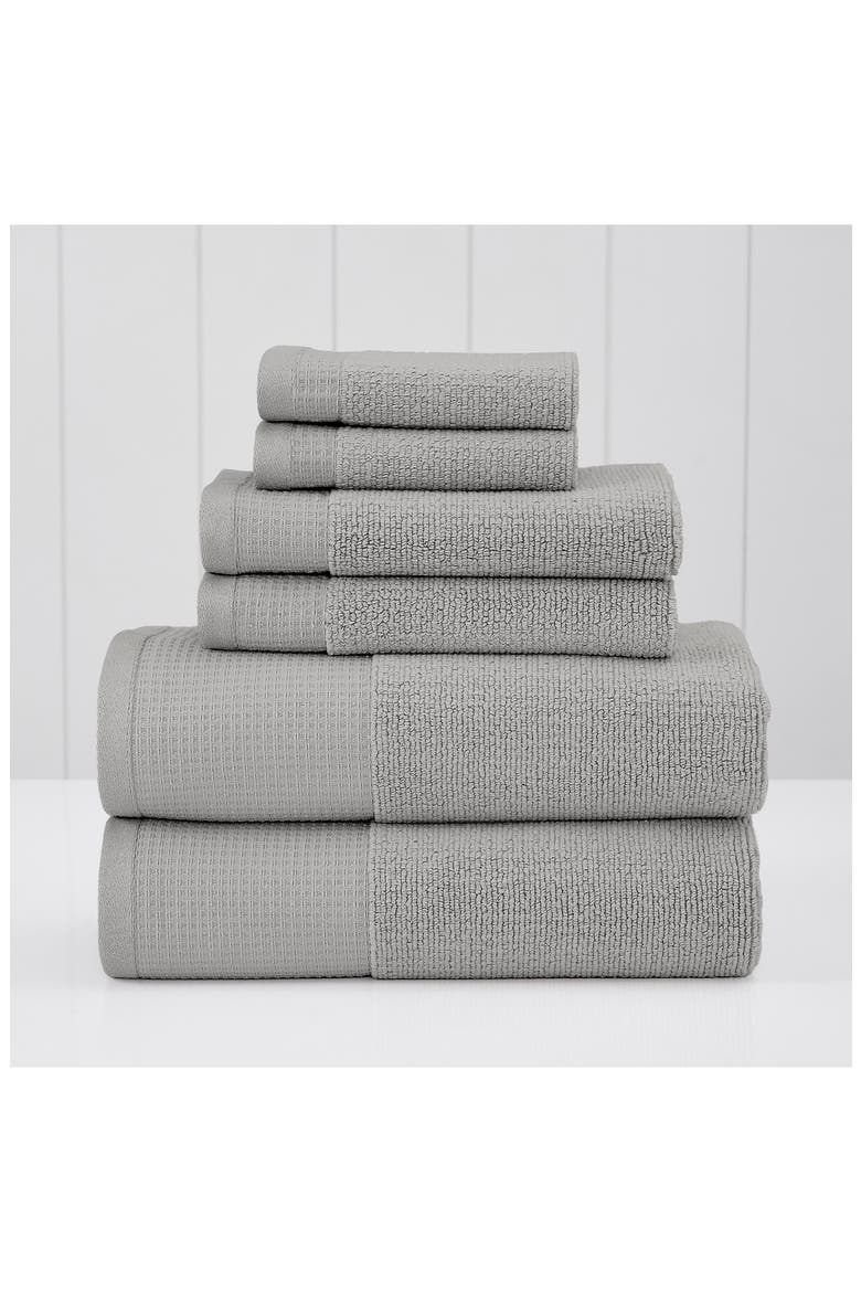 Waffle Rib 6-Piece Towel Set, Alternate, color, OYSTER