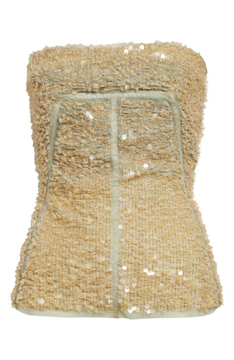 Sequin Tulle Bustier Top