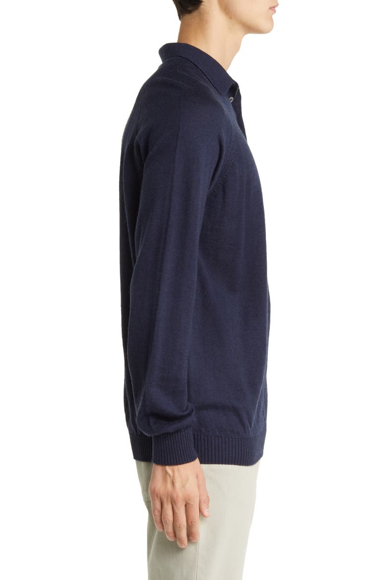 Beauford Long Sleeve Wool Polo Sweater, Alternate, color, NAVY