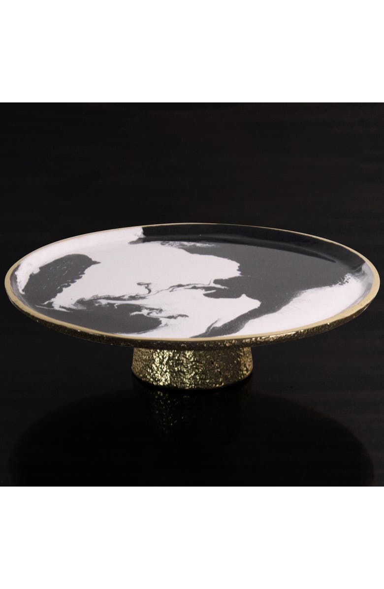 Lunares Bianco Nero Cake Pedesteal, Alternate, color, White