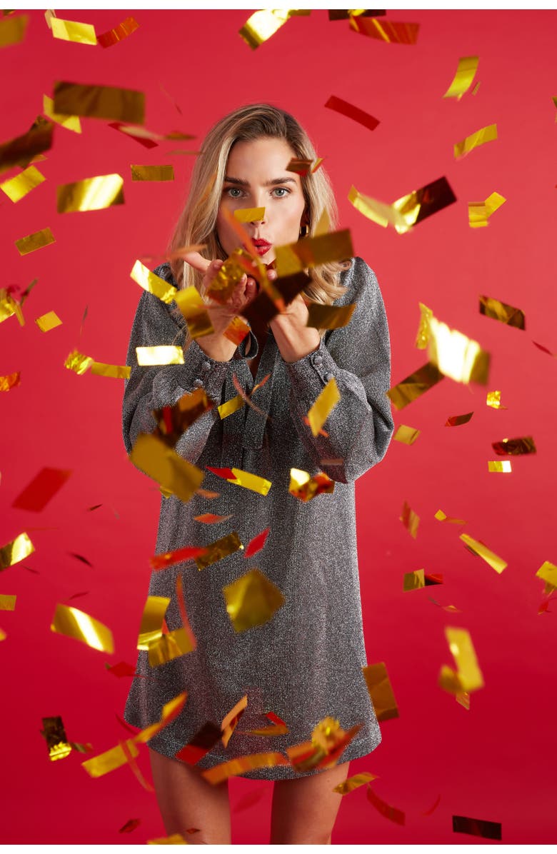 Chinti & Parker Lurex Bow Dress with Tie Neck, Alternate, color, 