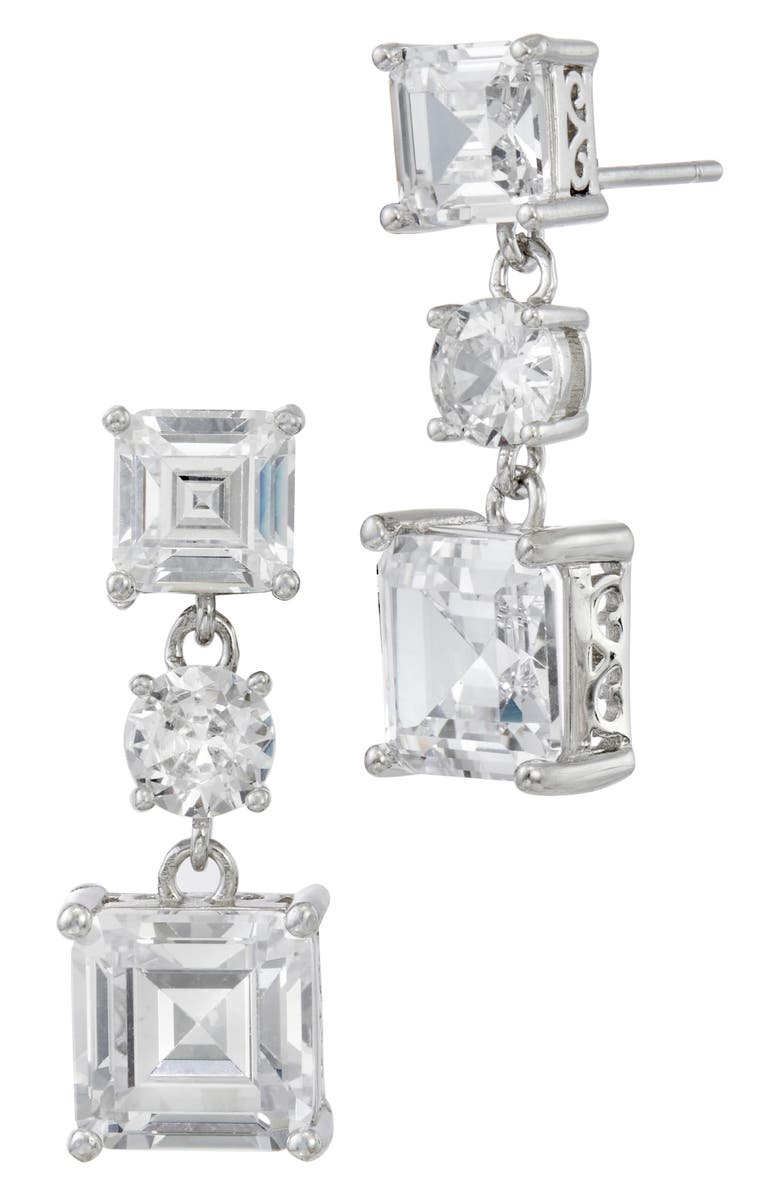 SAVVY CIE JEWELS Cubic Zirconia Drop Earrings, Main, color, White