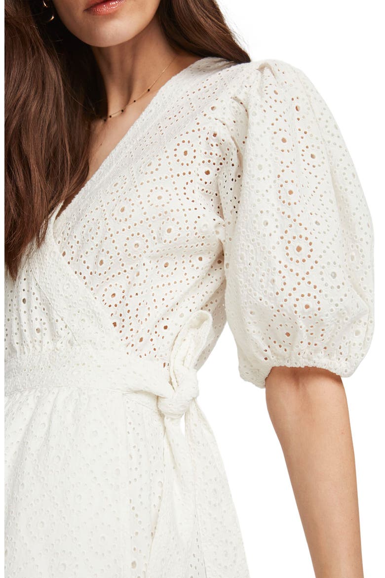 Broderie Anglaise Wrap Dress, Alternate, color, WHITE