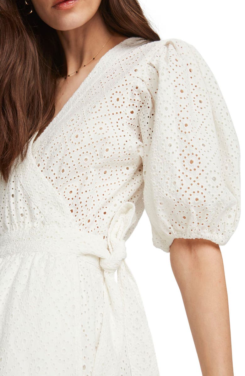 Scotch & Soda Broderie Anglaise Wrap Dress, Alternate, color,