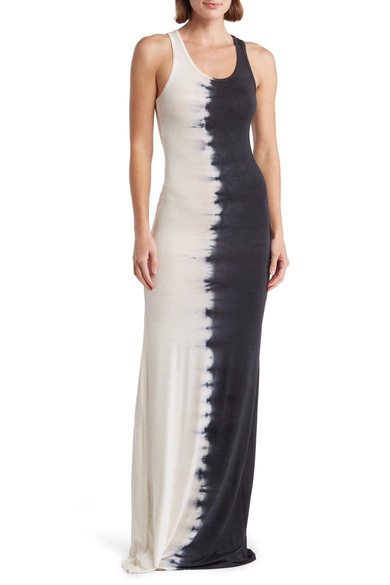 Washed Tank Maxi Dress, Main, color, BLACK CAMEL DYE