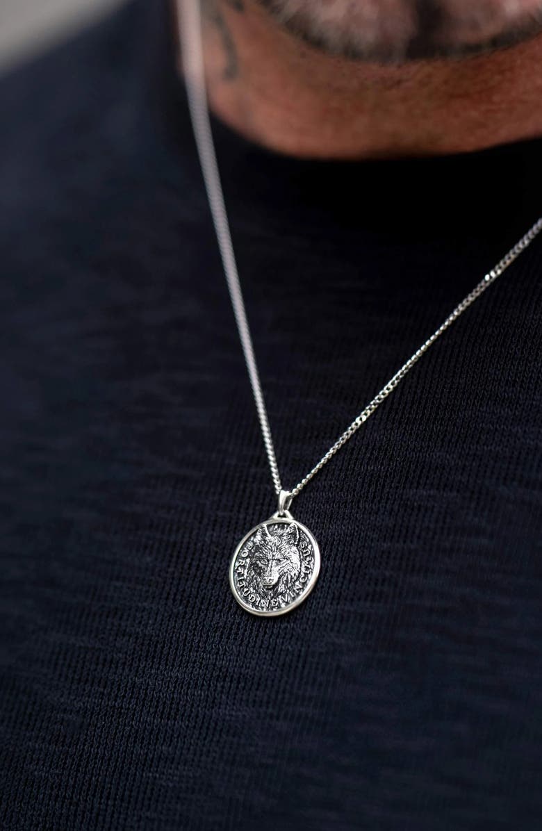 Vincero Men's Wolf Pendant Necklace, Alternate, color, Silver