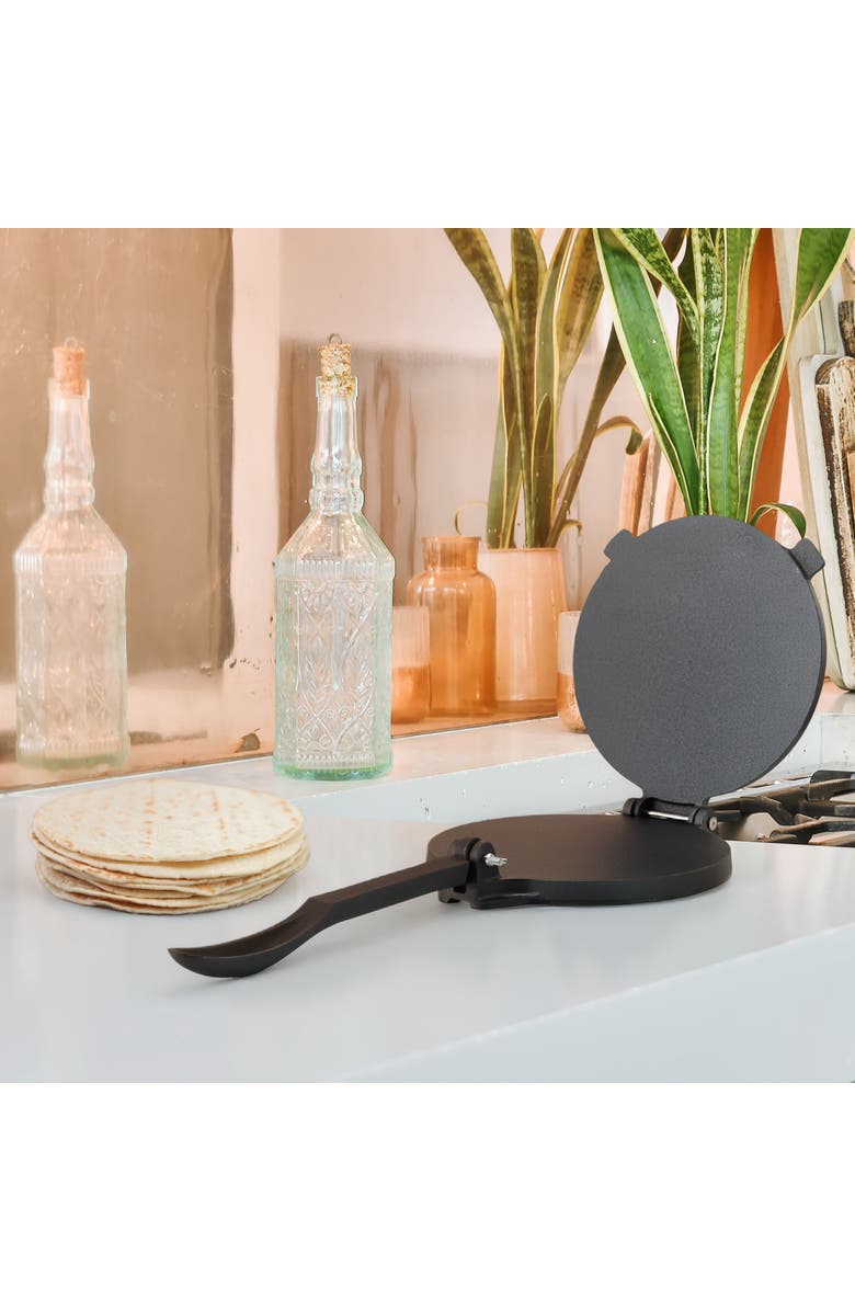 Megachef 7.9 Inch Heavy Duty Round Cast Iron Tortilla Maker Press, Alternate, color, Black