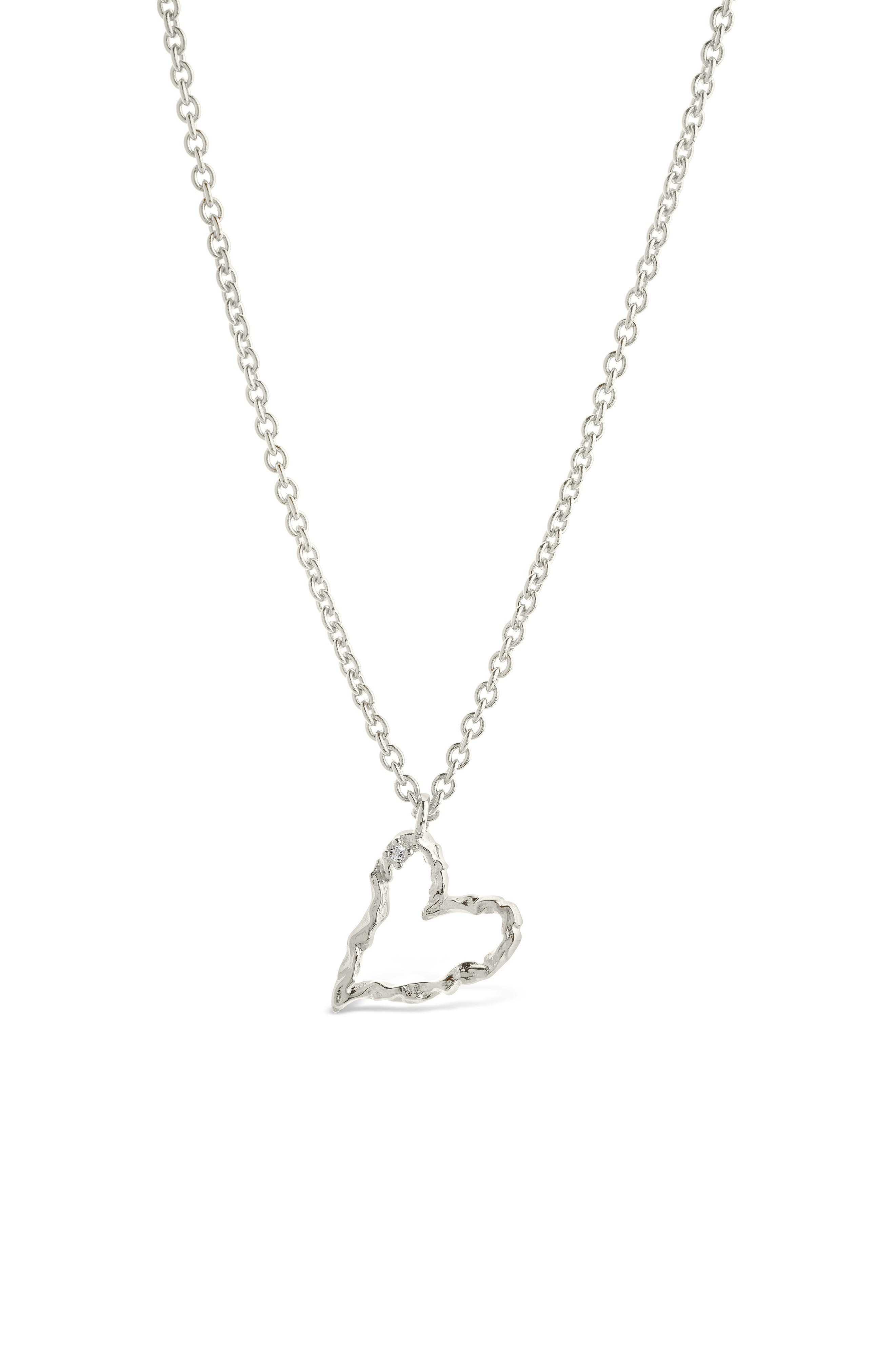 Sterling Forever Amia Cubic Zirconia Heart Pendant Necklace