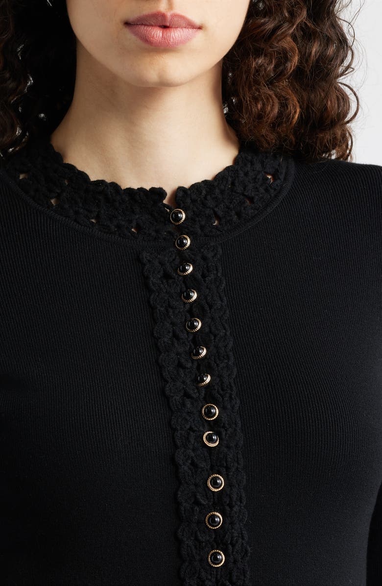 Elie Tahari The Erika Long Sleeve Sweater Midi Dress, Alternate, color, Noir