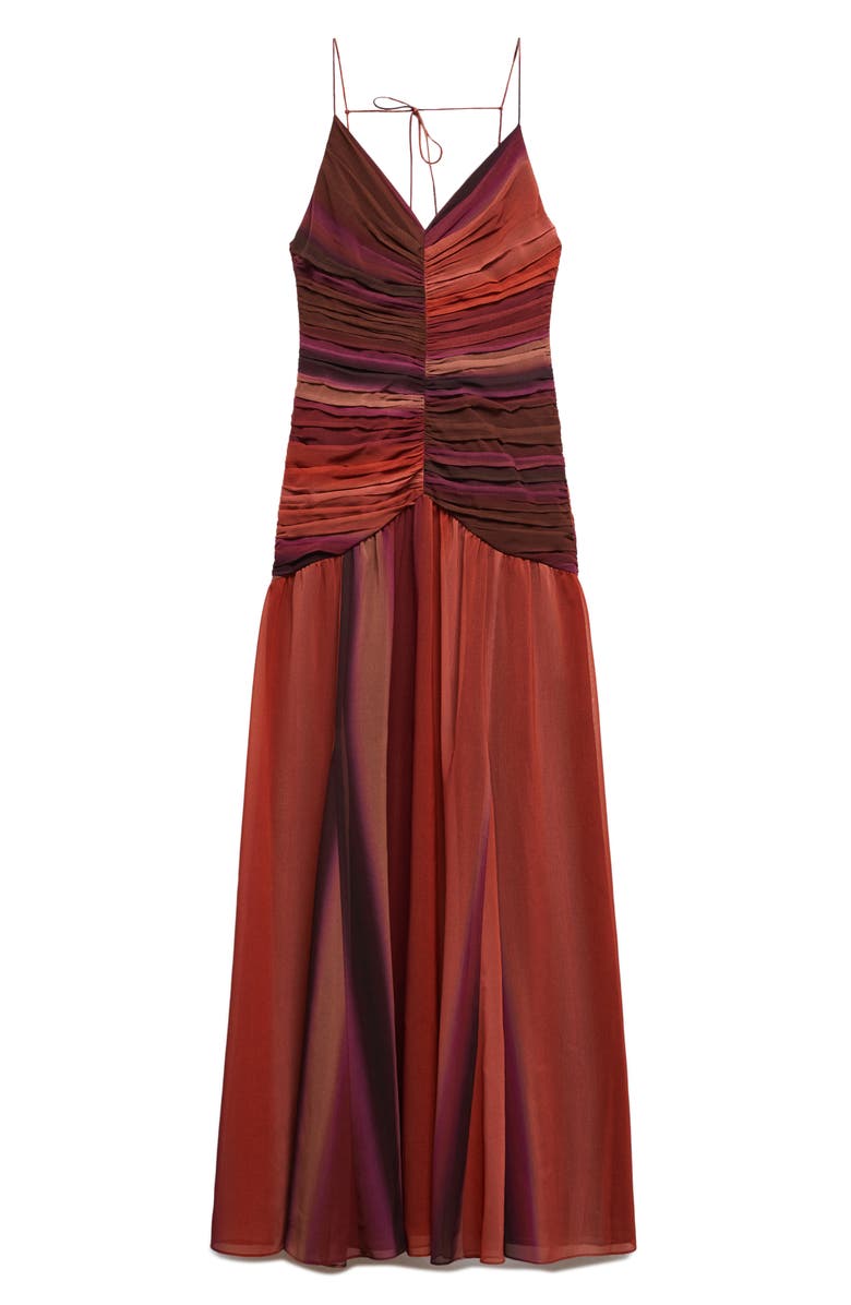 MANGO Gradient Pleat Chiffon Maxi Dress, Alternate, color,