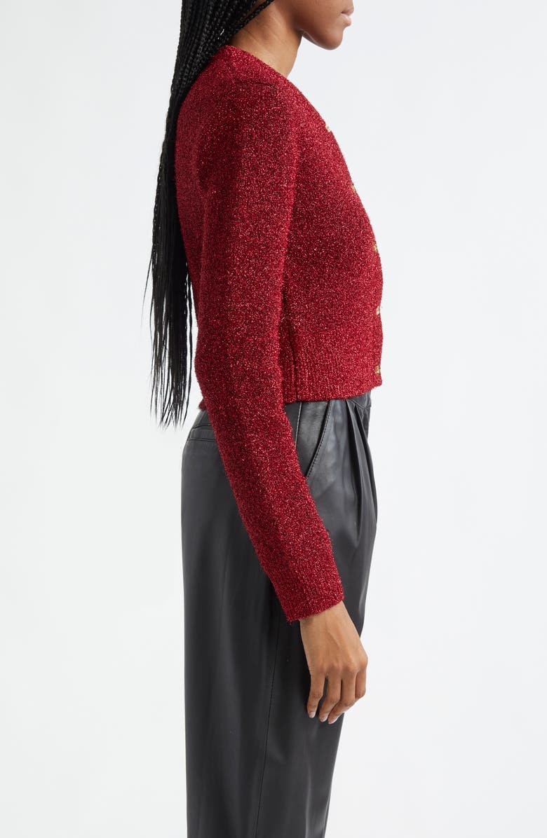Ganni Sparkle Knit Cardigan, Alternate, color, Racing Red