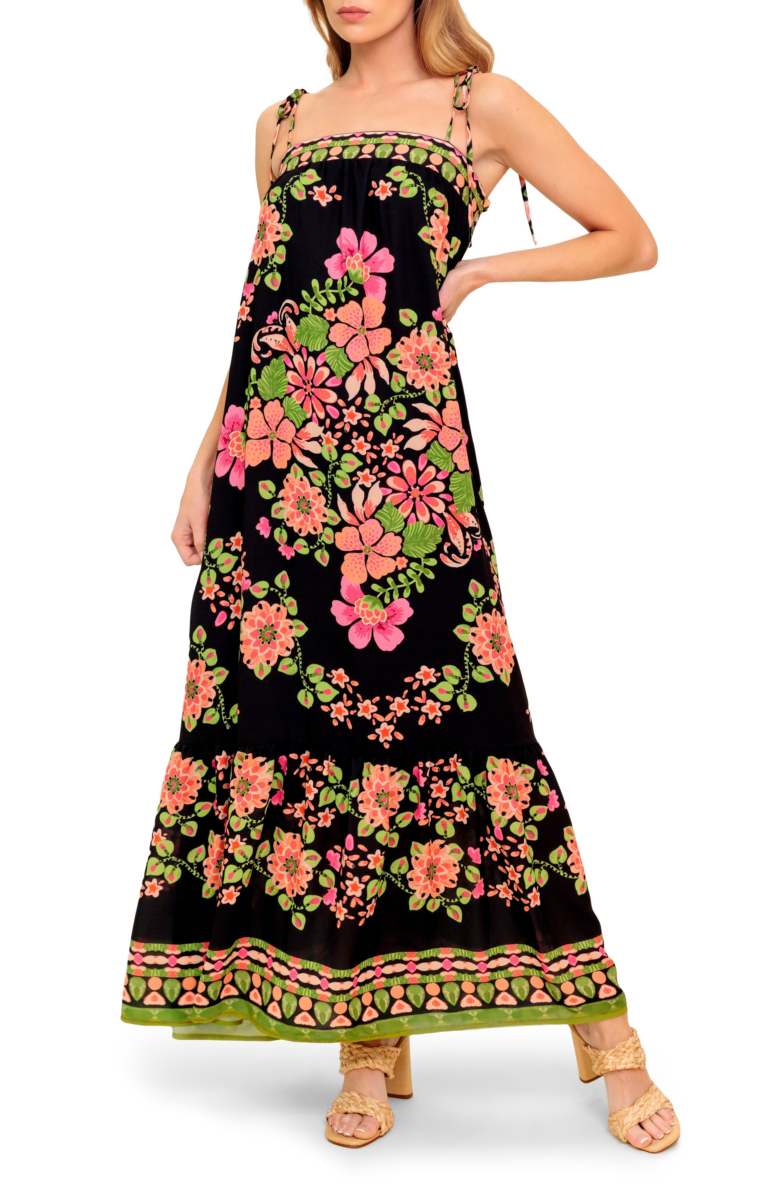 FLYING TOMATO Tie Strap Maxi Dress