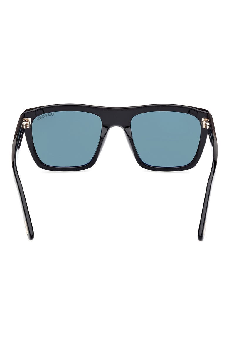 55mm Square Sunglasses, Alternate, color, SHINY BLACK / GREEN