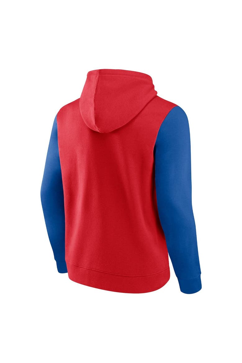 Men's Fanatics Branded Red/Royal LA Clippers Attack Colorblock Pullover Hoodie, Alternate, color, Red