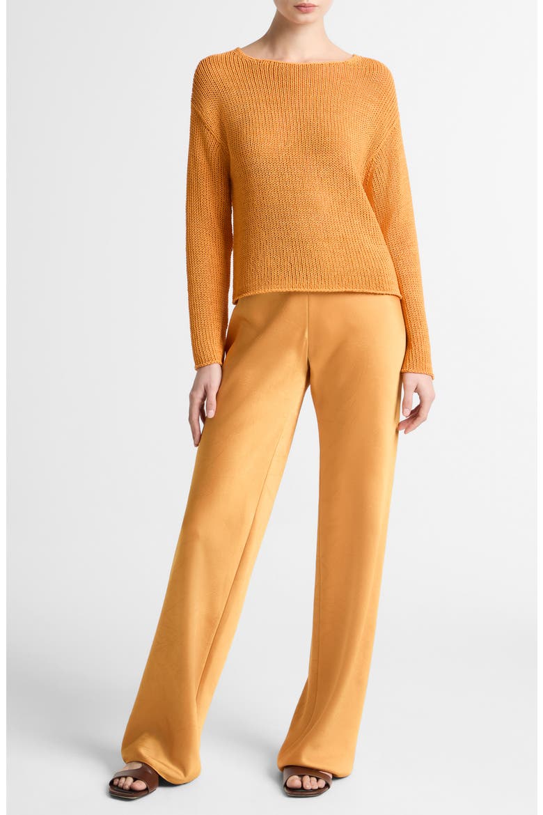 Open Knit Boat Neck Sweater, Alternate, color, TANGERINE