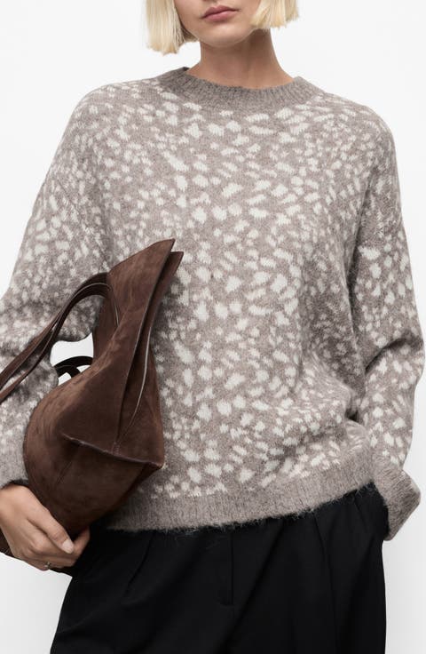 Animal Print Crewneck Sweater
