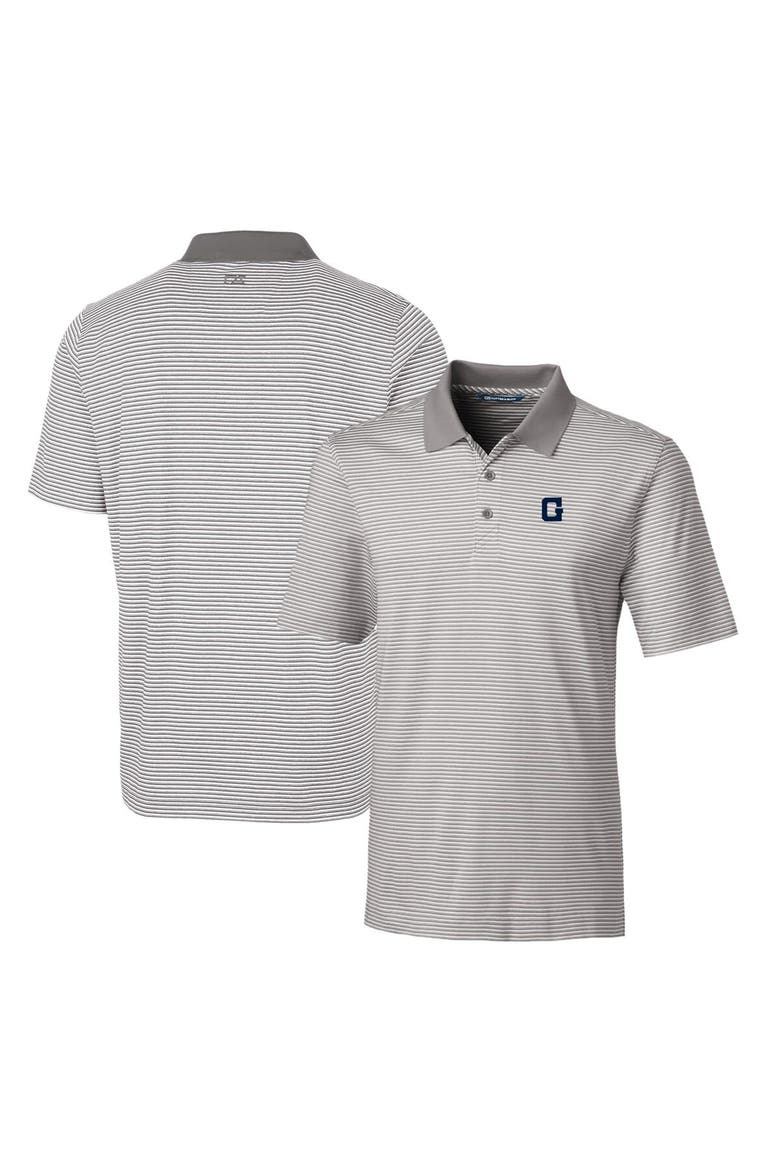 Men's Cutter & Buck Gray Georgetown Hoyas Forge Tonal Stripe Stretch Polo, Main, color, Gray