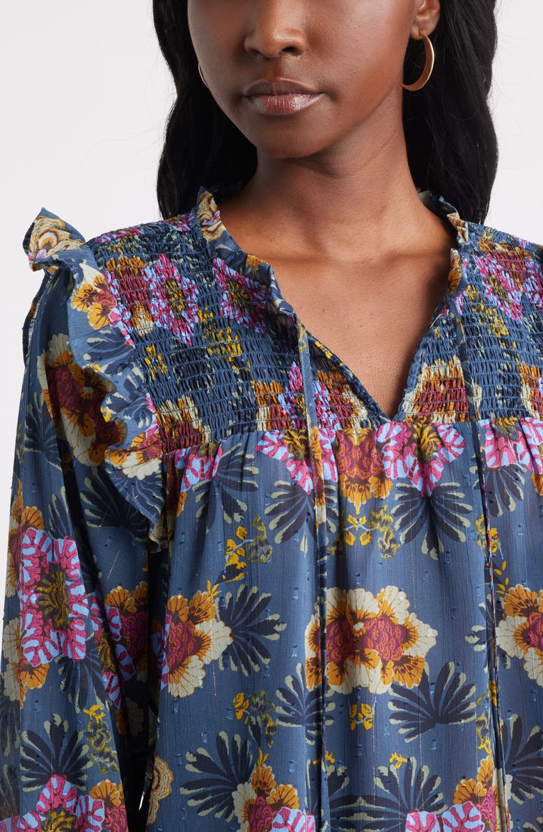 Treasure & Bond Smock Yoke Top, Alternate, color, Green Gables Blooming