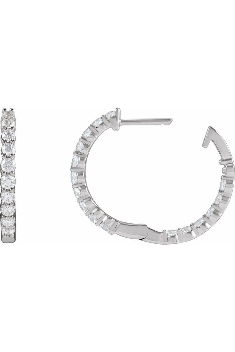 1 CT Lab-Grown Diamond Hoop Earrings in 14K Gold, Alternate, color, White
