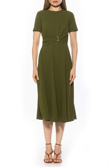 Alexia Admor Xi Gathered Waist Dress In Green