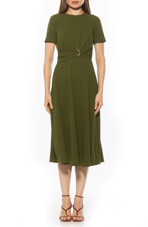 Alexia Admor Xi Gathered Waist Midi Dress In Green