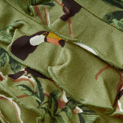 Milkbarn Cotton Stretch Ruffle Footed Romper In Green