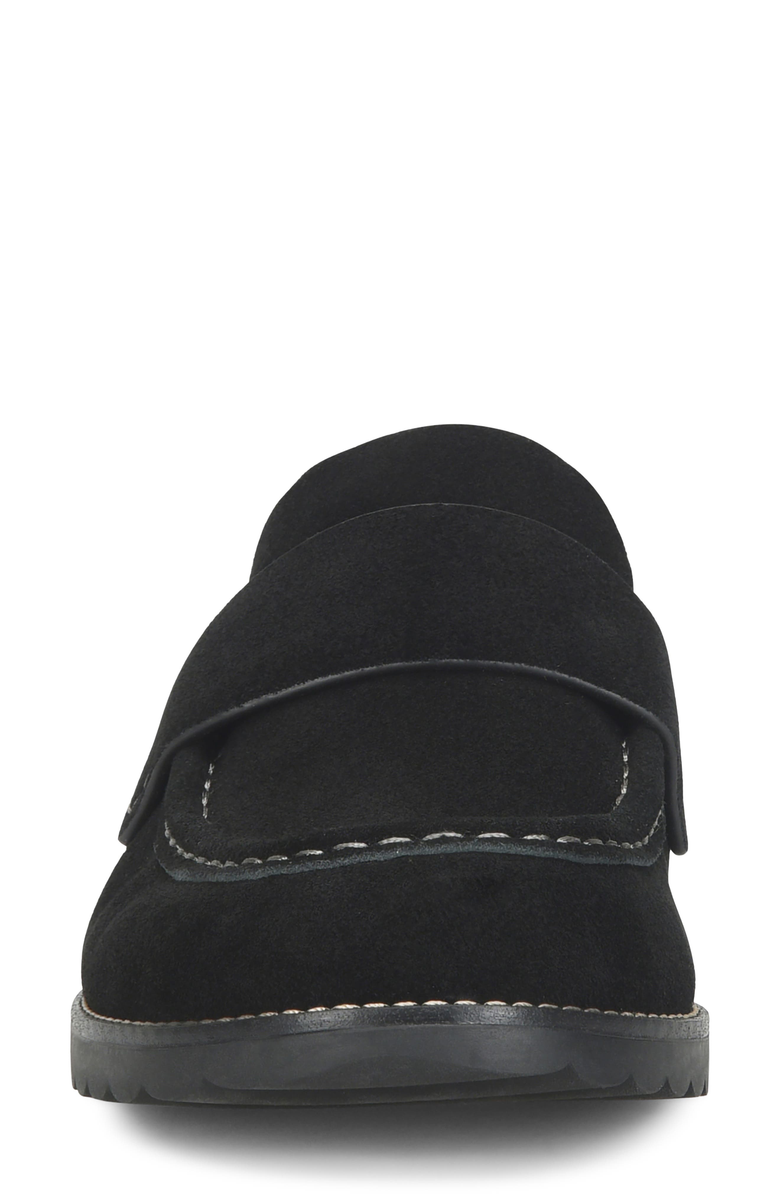 Alicia Leather Flat Mule, Alternate, color, BLACK