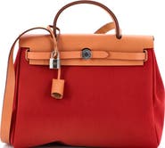 Pre-Owned Hermes Herbag Zip Leather and Toile 31