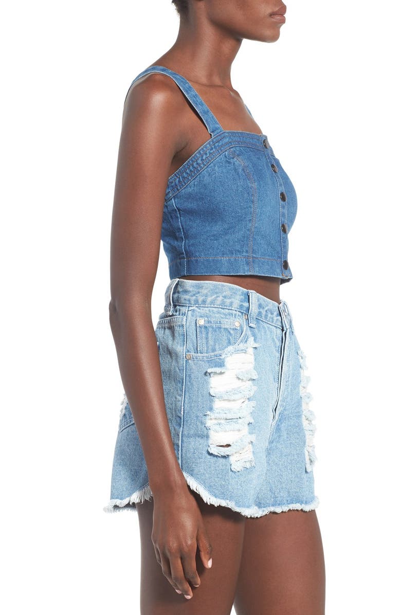 ASTR the Label ASTR 'Josefa' Denim Crop Top, Alternate, color, 