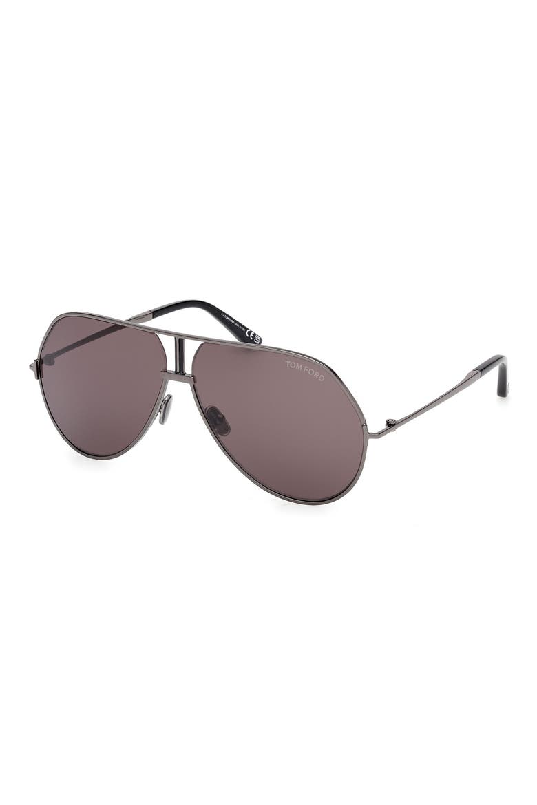 63mm Navigator Sunglasses, Alternate, color, SHINY GUNMETAL / SMOKE