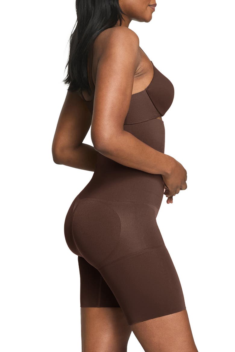 High Waist Mid Thigh Shaper Shorts, Alternate, color, CHESTNUT BROWN
