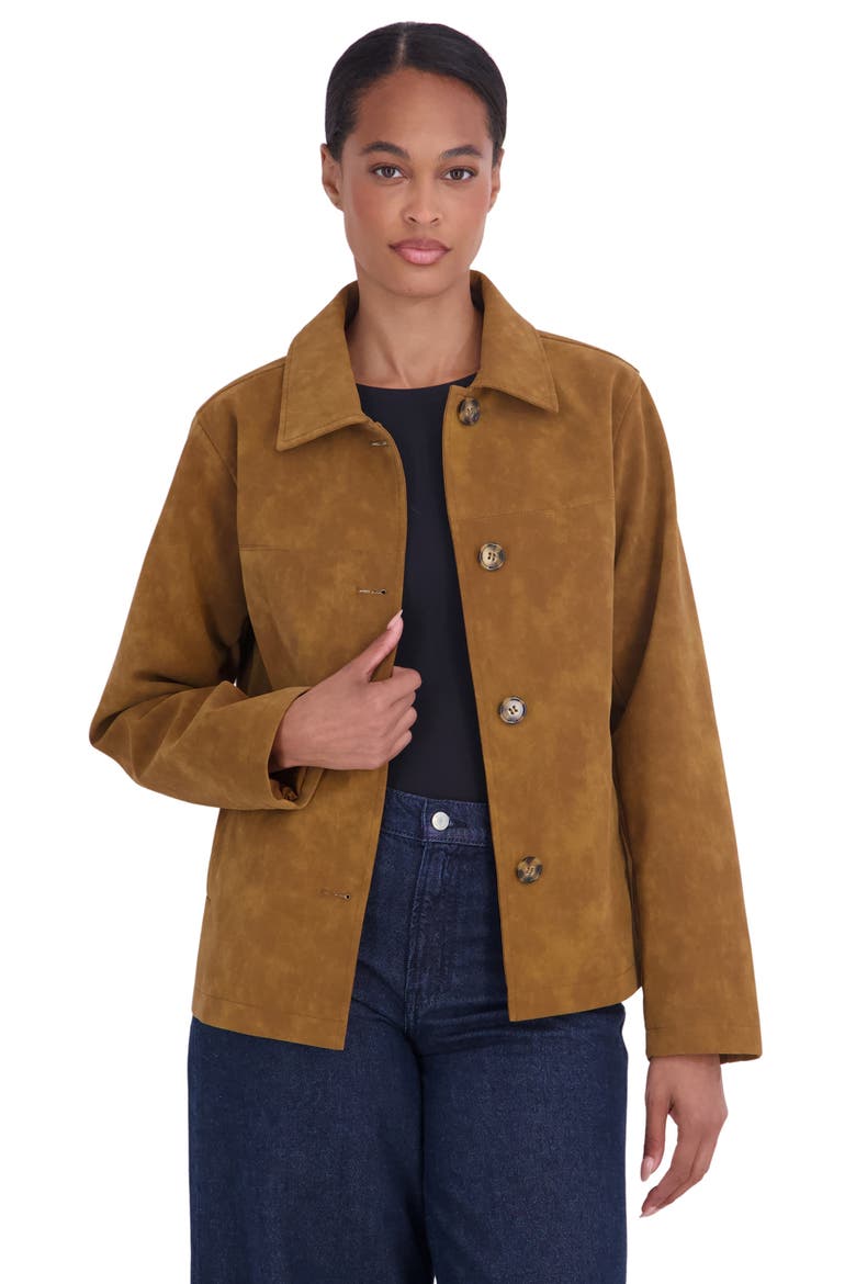 Faux Leather Car Coat, Alternate, color, COGNAC