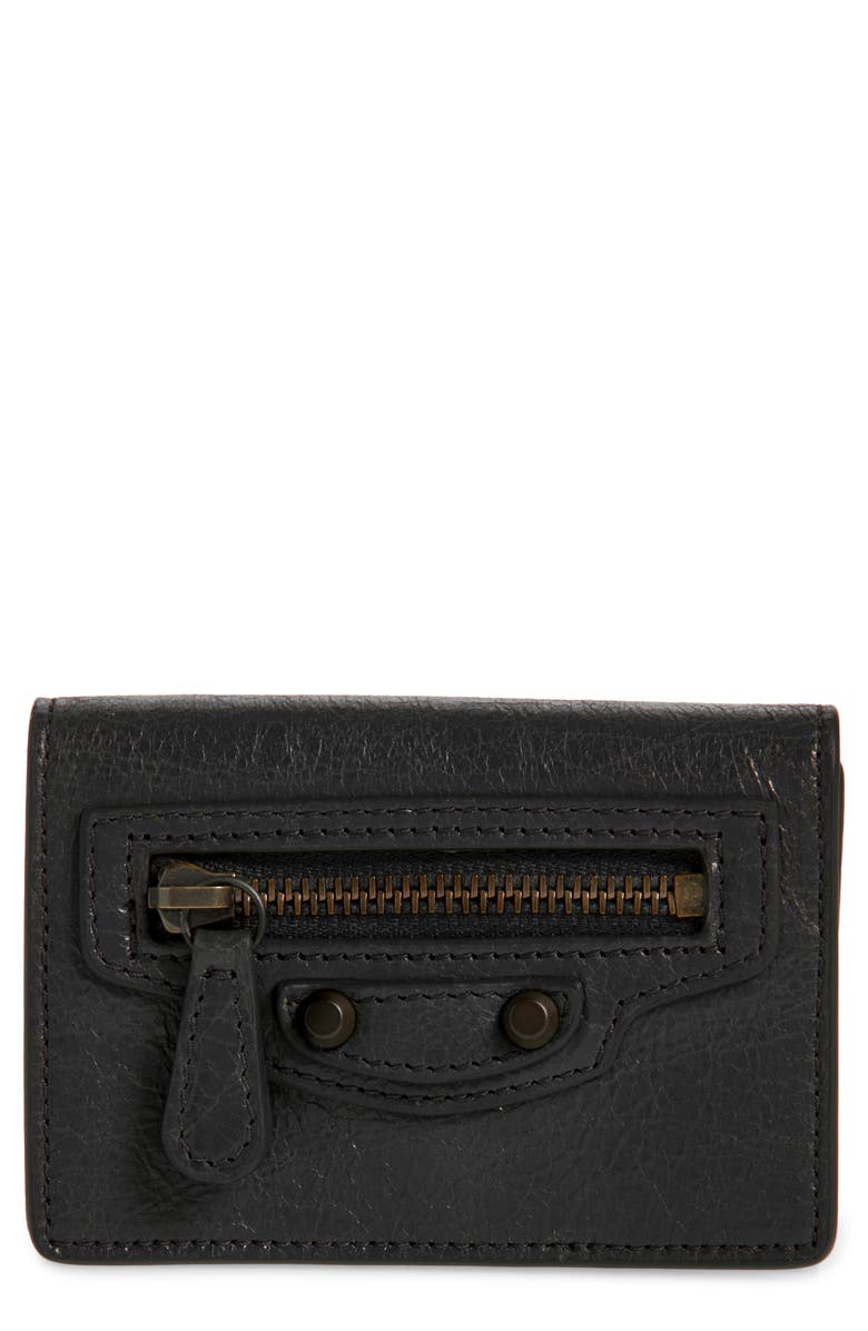 Balenciaga Le City Leather Card Case, Main, color, Black